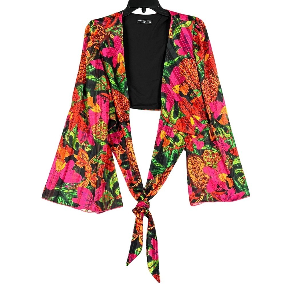Shein Vacation Glam Crop Top‎ Size XL Curve Beach Bolero Tropical Resort Boho